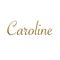Caroline  - Female name . Gold 3D icon on white background. Decorative font. Template, signature logo.