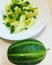 carosello cucumber, small round cucumber, sliced cucumber salad, vegetables, salad, vitamins, plants