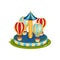 Carousel with air balloons. Merry-go-round for family entertainment. Circus and carnival theme. Cartoon vector design