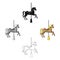 Carousel for children. Horse on the pole for riding.Amusement park single icon in cartoon,black style vector symbol