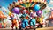 Carousel merry go round circus ride clown show