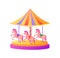 Carousel with Pony Pink Horses, Attraction Vector