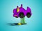 Carousel purple car on spring for kids 3d render on blue background with shadow