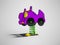 Carousel purple car on spring for kids 3d render on gray background with shadow