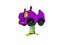 Carousel purple car on spring for kids 3d render on white background no shadow
