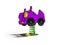 Carousel purple car on spring for kids 3d render on white background with shadow