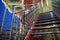 Carousel staircase with colorful lights, festival leisure.