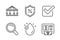 Carousels, Checkbox and Vitamin e icons set. Search, Loan percent and Bitcoin atm signs. Vector