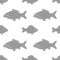 Carp and crucian of different sizes. Seamless black and white vector pattern