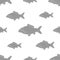 Carp of different sizes. Seamless, black and white abstract vector pattern carps