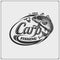 Carp fishing emblem. Black and white realistic graphics.