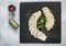 Carpaccio of fresh mushrooms champignon.