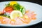 Carpaccio salmon in white plate