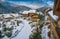 Carpathian alpine village covered with fresh snow
