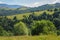 carpathian countryside with forested hills