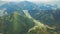 Carpathian mountain green tree slope aerial view