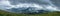 Carpathian mountain range panorama. Alpine landscape of western Ukraine