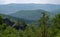 Carpathian Mountains, Ukraine. National park. Scenic view of green forest, woods, rocks, cliffs and mountains.