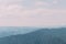 Carpathian pine forest hills landscape under majestic blue sky with some high clouds