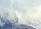 Carpathians Mountain range with pine forest and fog, winter time