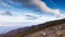 Carpathians, Pylypets, Ukraine. Mountain cloud top view landscape. Timelapse of the Magura-Dzhide mountain range in the