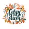 Carpe diem hand written lettering positive quote inspirational latin phrase in the floral wreath.