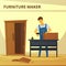 Carpenter Assembling Furniture Flat Poster