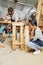 Carpenter assembling stool