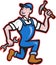 Carpenter Builder Hammer Running Cartoon