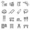 Carpenter elements or Woodworker icon set. Thin Line Style stock .
