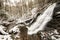 Carpenter Falls long exposure, with snow in Granby, Connecticut