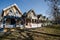 Carpenter Gothic Cottages with Victorian style, gingerbread trim in the village of Oak