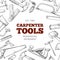 Carpenter hand tools and professional instruments set frame