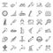 Carpenter icons set, outline style