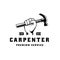 Carpenter logo design in rustic retro vintage style. Handyman logo design