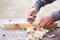 Carpenter marking out wood