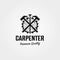 Carpenter shop logo vintage vector symbol illustration design , woodworking hammer and nail steel symbol design