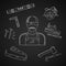 Carpenter and toolbox tools icons