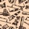 Carpenter tools vintage seamless pattern