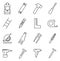 Carpenter or Woodworker or Handyman Icons Thin Line Vector Illustration Set