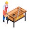 Carpenter worker icon, isometric style