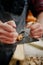 Carpenters experienced wood is using spokeshave to decorate the furniture. Vercion 4