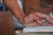 Carpenters work on woodworking machinery in carpentry shops