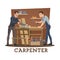 Carpenters at workshop with carpentry tools