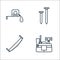 Carpentry line icons. linear set. quality vector line set such as kit, hand saw, nails