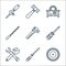 Carpentry line icons. linear set. quality vector line set such as saw, screwdriver, repair, screwdriver, scale, drill, saw tool,