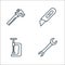 carpentry line icons. linear set. quality vector line set such as spanner, clamp, cutter