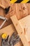 Carpentry woodwork workbench top view