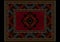 Carpet with red and blue vintage ornament and burgundy color in the middle