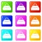 Carpetbag icons 9 set